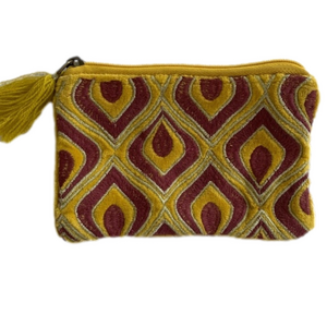 Purple & Yellow Velvet Pouch Handmade
